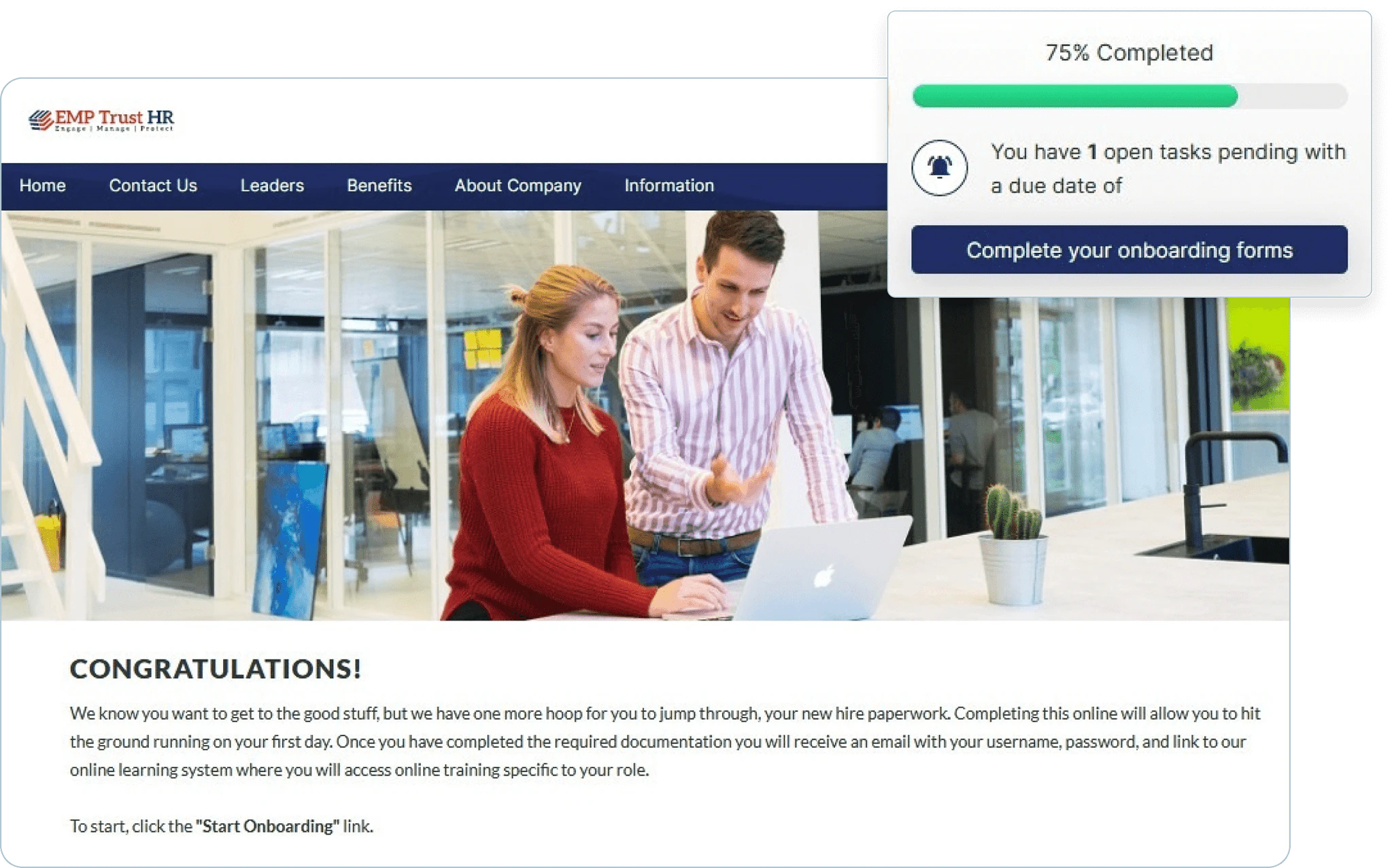 screenshot of EMP Trust HR